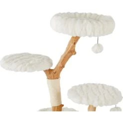 Frisco Natural Wood Modern Cat Tree With Toy, Ivory, Large -Frisco 236563 PT3. AC SS1800 V1615987312