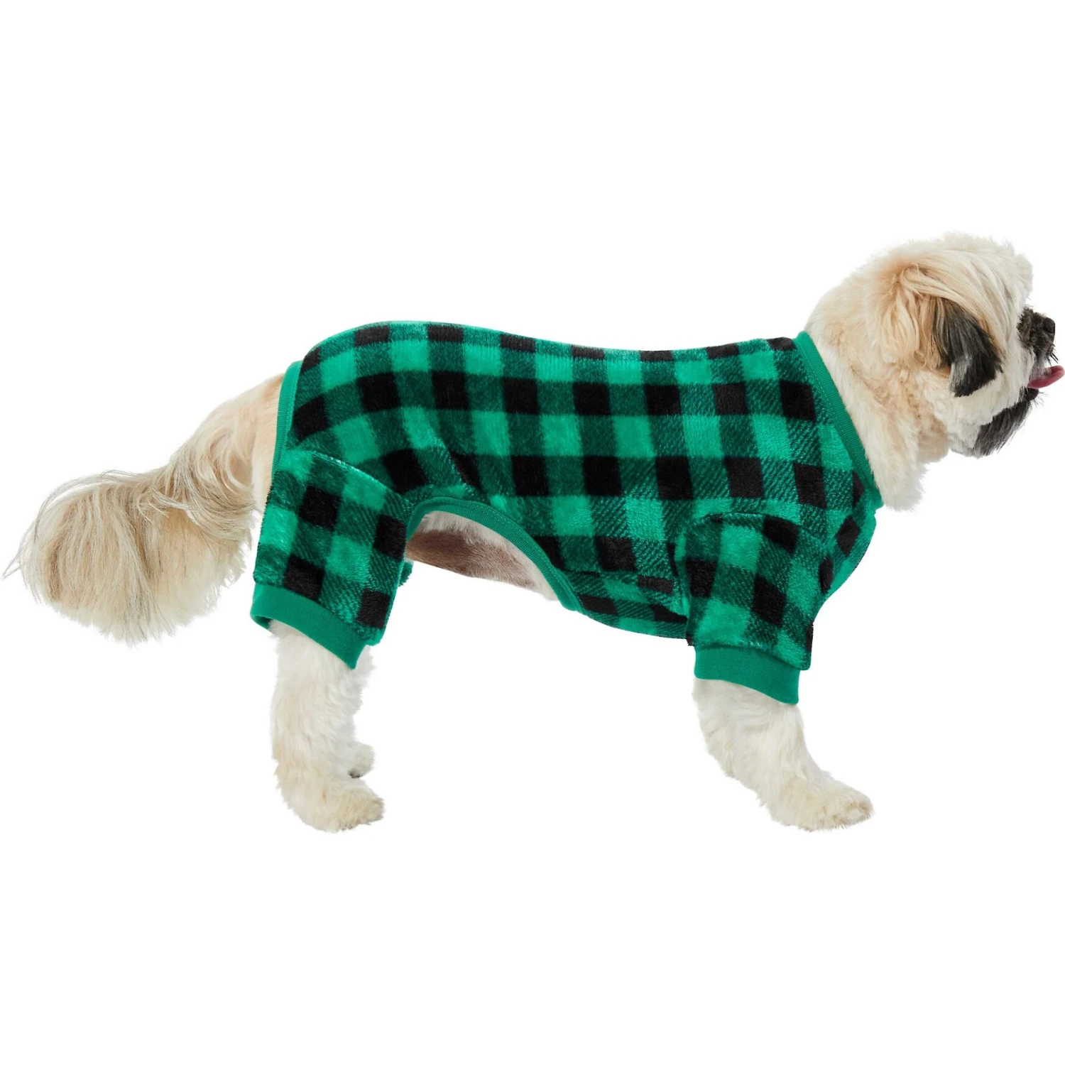 Frisco Dog & Cat Cozy Plush Fleece PJs, Green Plaid 3 Frisco Dog & Cat Cozy Plush Fleece PJs, Green Plaid - Image 3