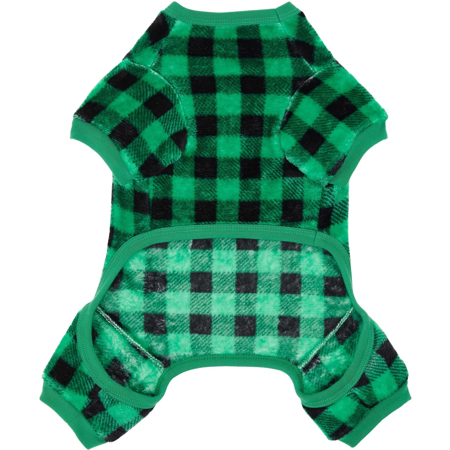 Frisco Dog & Cat Cozy Plush Fleece PJs, Green Plaid 5 Frisco Dog & Cat Cozy Plush Fleece PJs, Green Plaid - Image 5