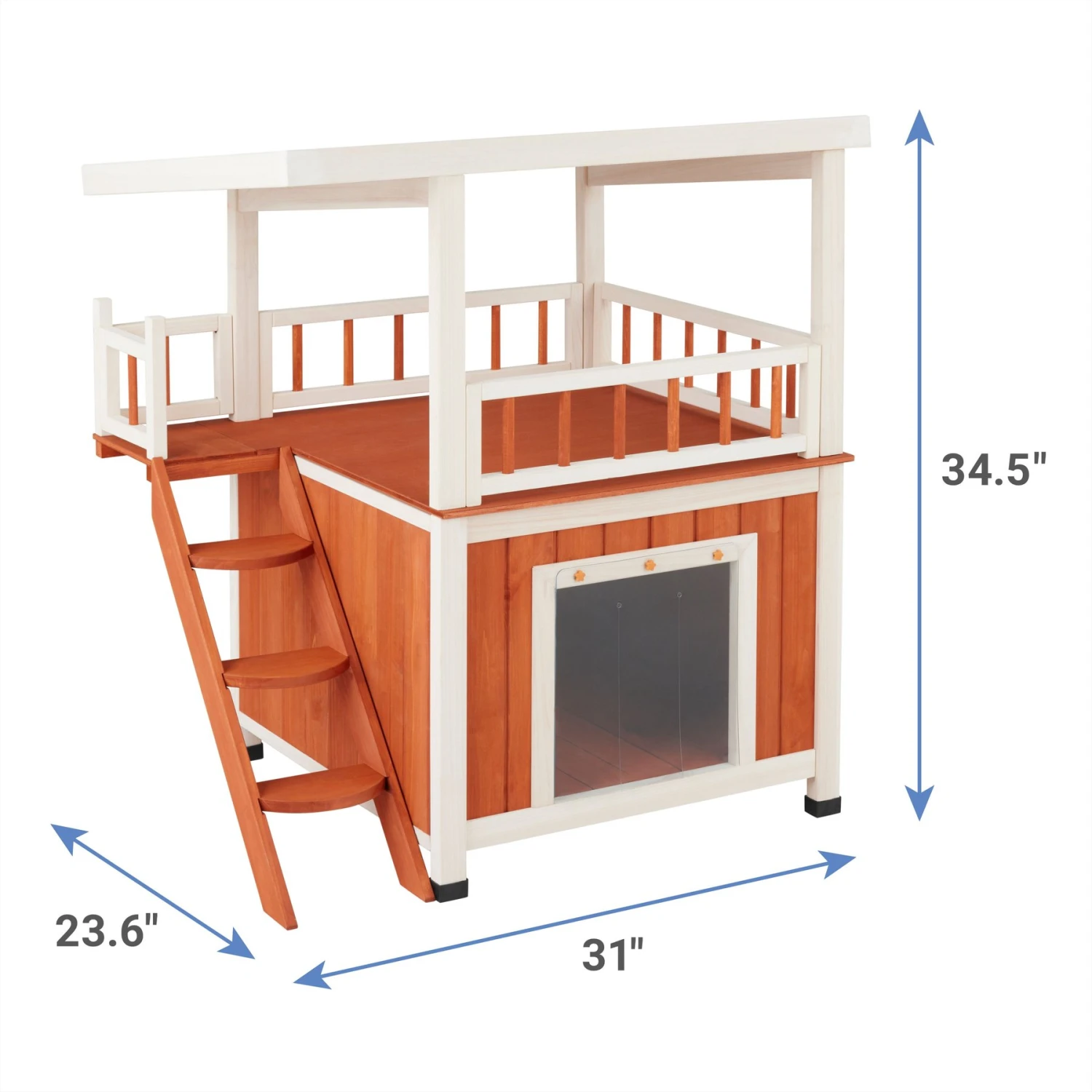 Frisco Outdoor Wooden Cat House With Balcony & Step Ladder 2 Frisco Outdoor Wooden Cat House With Balcony & Step Ladder - Image 2