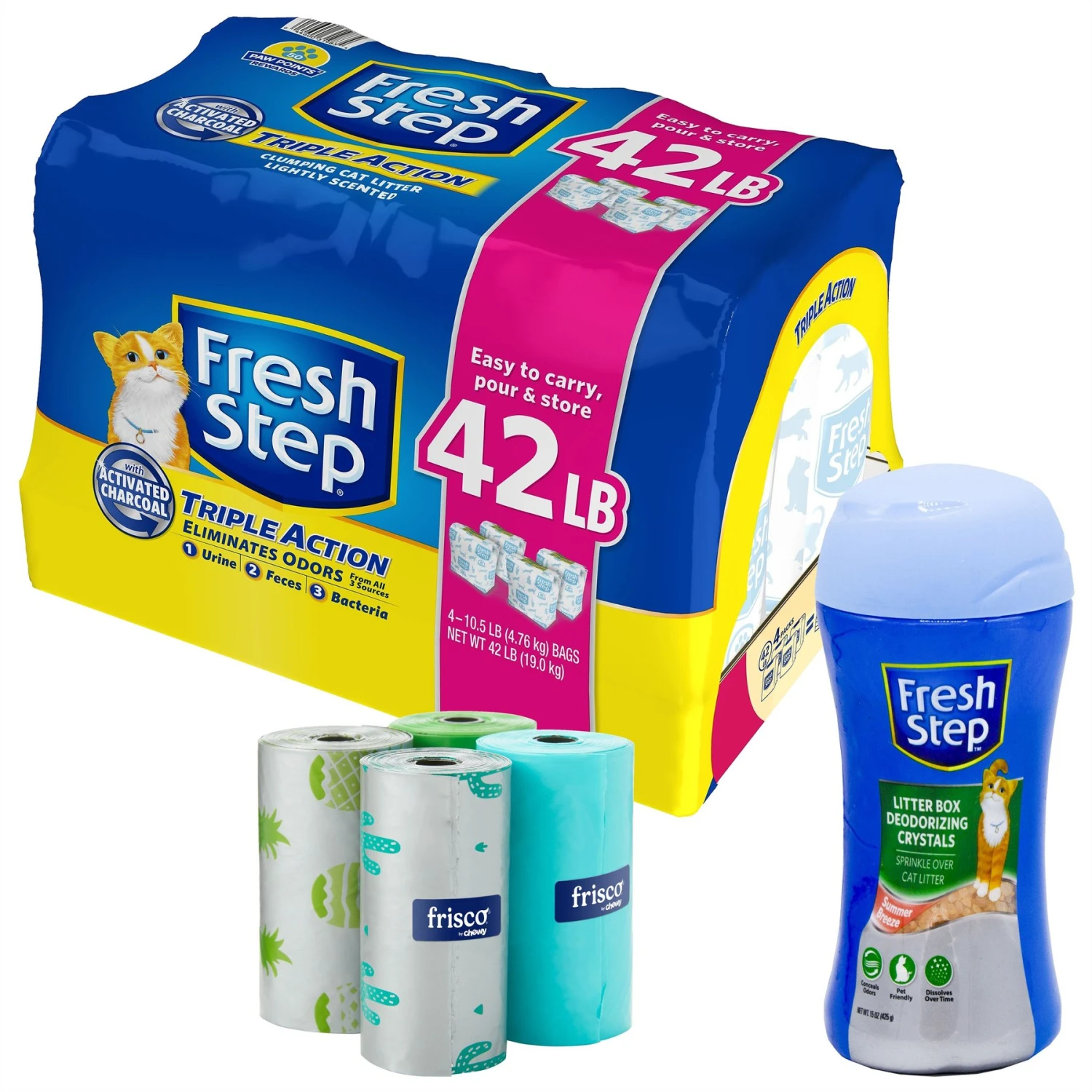 Fresh Step Triple Action Scented Clumping Clay Cat Litter + 2 Items 1 Fresh Step Triple Action Scented Clumping Clay Cat Litter + 2 Items